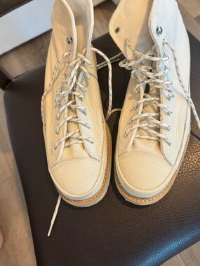 Converse Cream High-Top leather boots w/unique platform sole